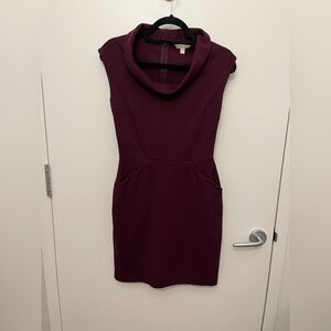 Banana Republic Red Sheath Mini Dress Cowl Neck